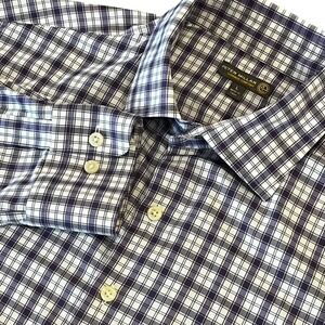 Peter Millar Summer Comfort Shirt Mens Large Long Sleeve Plaid Nylon Stretch